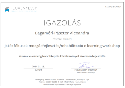 Játékfókuszú mozgásfejlesztés/rehabilitáció workshop