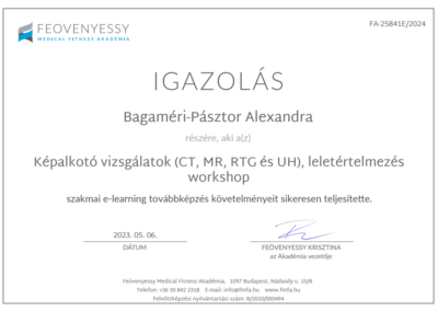 Képalkotó vizsgálatok (CT, MR, RTG és UH), leletértelmezés